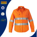 Hi Vis Reflective Upf50+ Long Sleeve Shirt Orange Cotton Safety Workwear Shirt